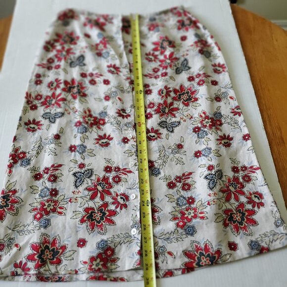 Emma James Floral Linen Rayon Blend Button Up the Front Skirt Size 12 - Picture 11 of 14